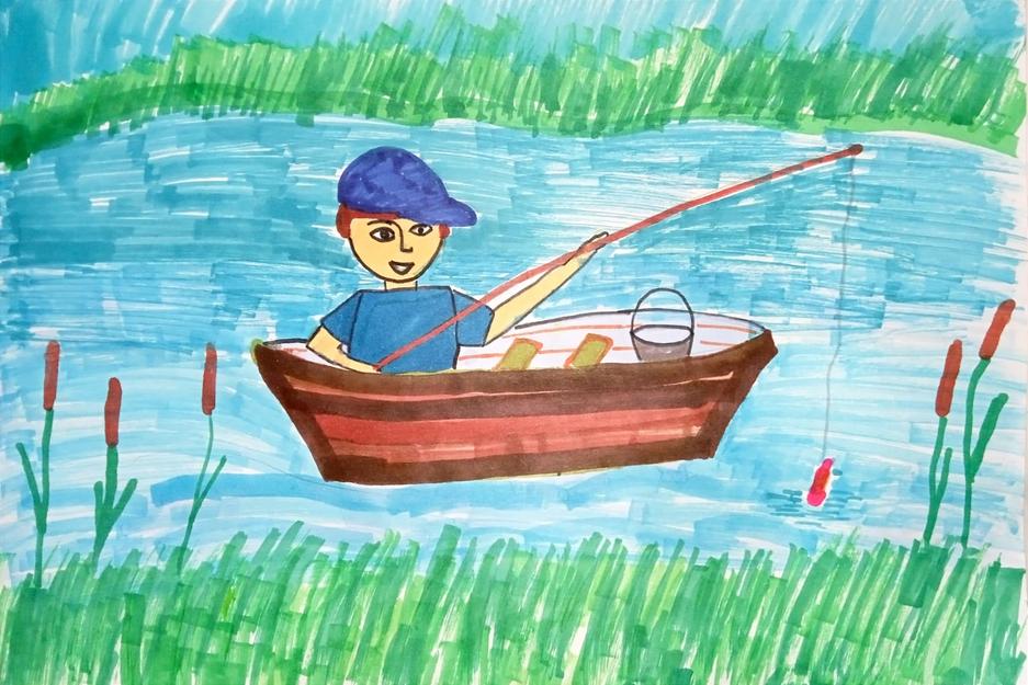 «На рыбалке». Рисунок Алисы Мазуриной, ученицы гимназии № 5 г. Белгорода Художественные моменты лета - Изображение 4