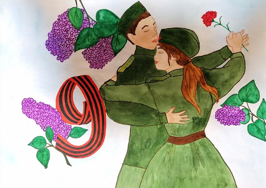 «Сирень победы». Рисунок Ангелины Нежибецкой, ученицы Илёк-Пеньковской школы Краснояружского района День Победы - Изображение 9